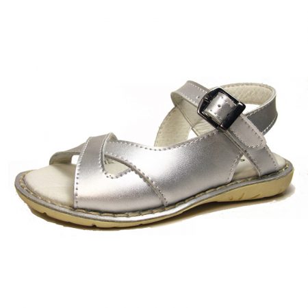 Skeanie | Cross Over Leather Sandals | Silver
