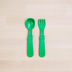 RePlay | Kids Utensils | Fork and Spoon | Kelly Green